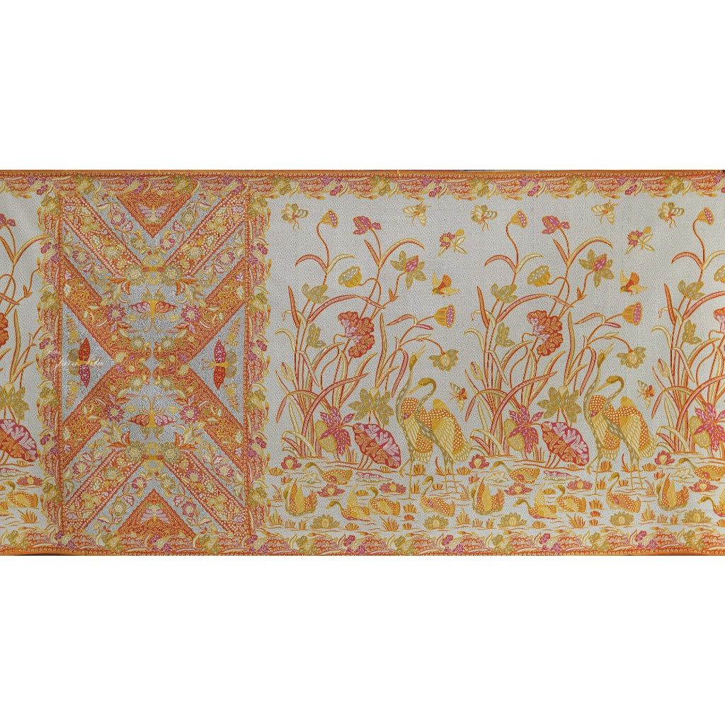 JavaPitu Rok Lilit - Kain Batik katun Premium bunga LotusGarden Merah, Halus 2 meter - 6463