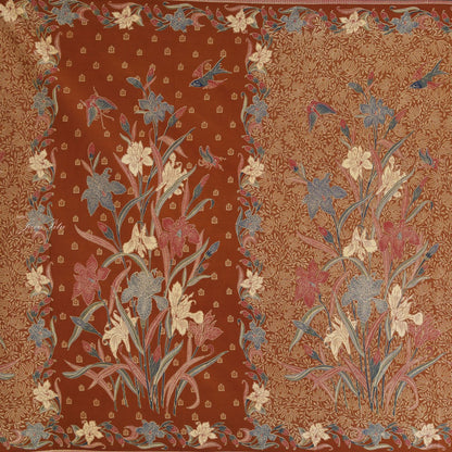 JavaPitu Rok Lilit - Kain Batik katun Premium Bunga Iris Flower Coklat soga - 2 meter - 6475
