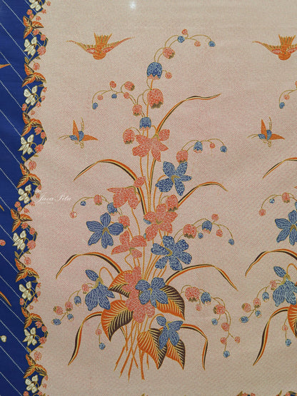 JavaPitu Kain Batik katun Premium Lily of the Valley warna BlueTerracotta - Rok lilit, 2 meter- 6468