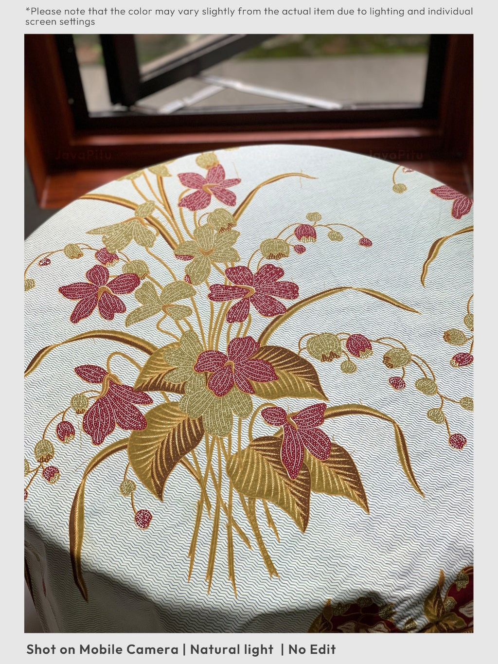 JavaPitu Kain Batik katun Premium Lily of the Valley warna MaroonCeladon - Rok lilit, 2 meter- 6468