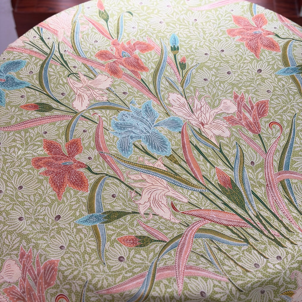 JavaPitu Rok Lilit - Kain Batik katun Premium Bunga Iris Flower Maroon Hijau, Halus 2 meter - 6475