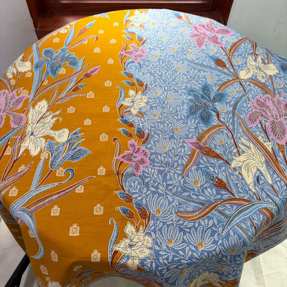 JavaPitu Rok Lilit - Kain Batik katun Premium Bunga Iris Flower kuning mustard Biru - 2 meter - 6475