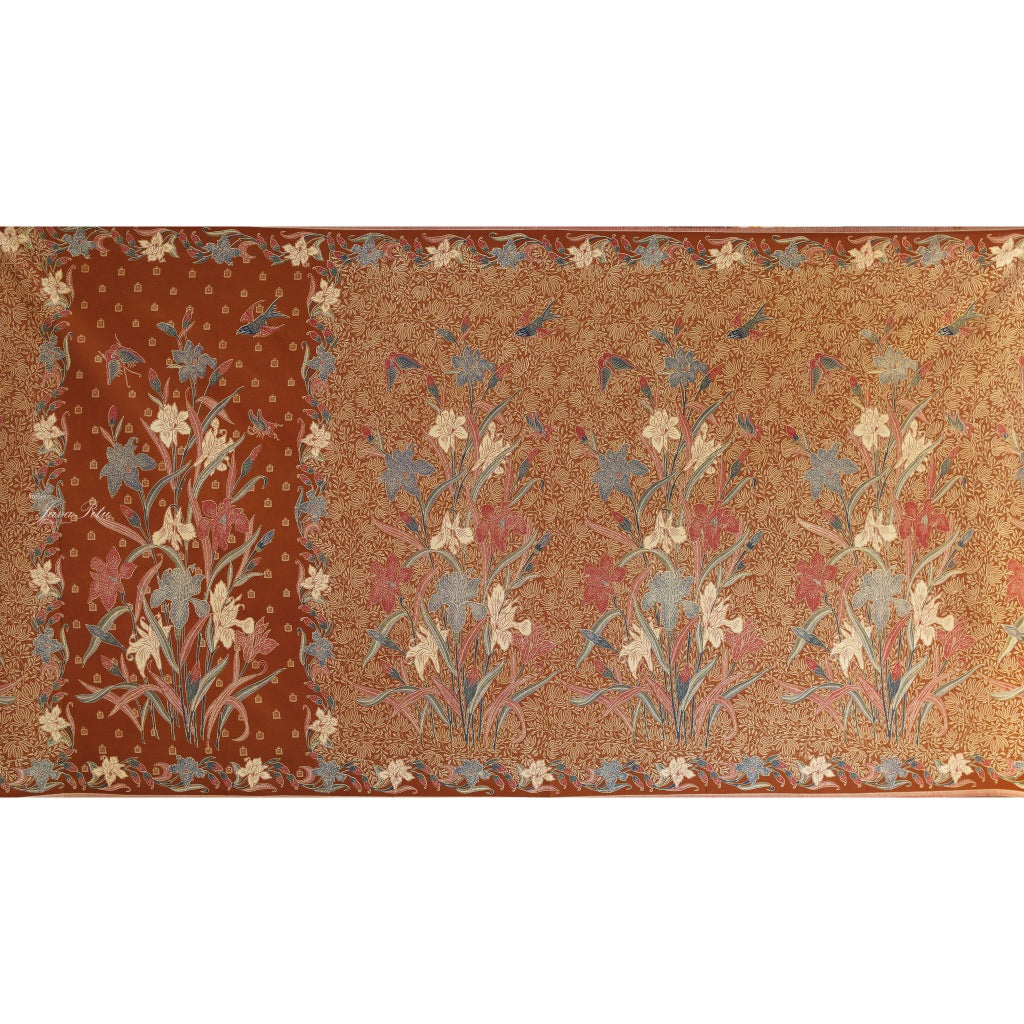 JavaPitu Rok Lilit - Kain Batik katun Premium Bunga Iris Flower Coklat soga - 2 meter - 6475