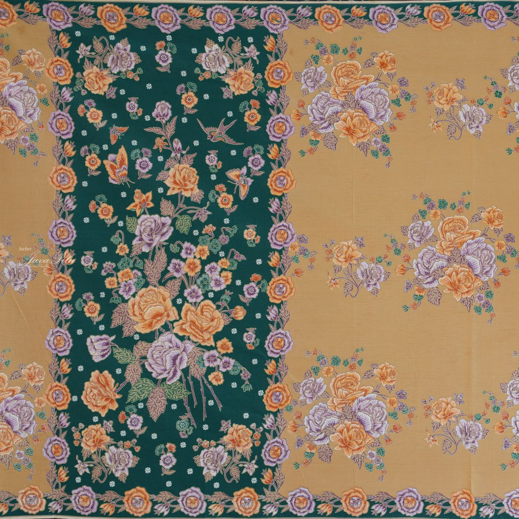 JavaPitu Rok Lilit Batik - Bahan katun Premium Taman laras Hijau Khaki, Halus 2 meter-6476