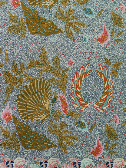 JavaPitu Kain Batik katun Premium Sawat Merak warna BlueGarden - Rok lilit, 2 meter- 6469