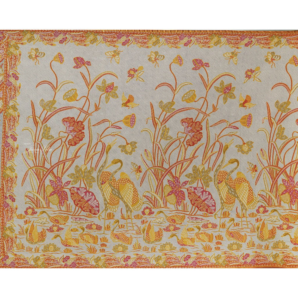 JavaPitu Rok Lilit - Kain Batik katun Premium bunga LotusGarden Merah, Halus 2 meter - 6463