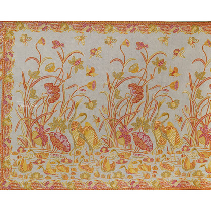 JavaPitu Rok Lilit - Kain Batik katun Premium bunga LotusGarden Merah, Halus 2 meter - 6463