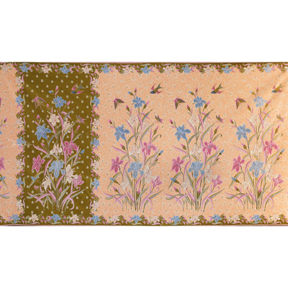 JavaPitu Rok Lilit - Kain Batik katun Premium Bunga Iris Flower Hijau Olive peach - 2 meter - 6475