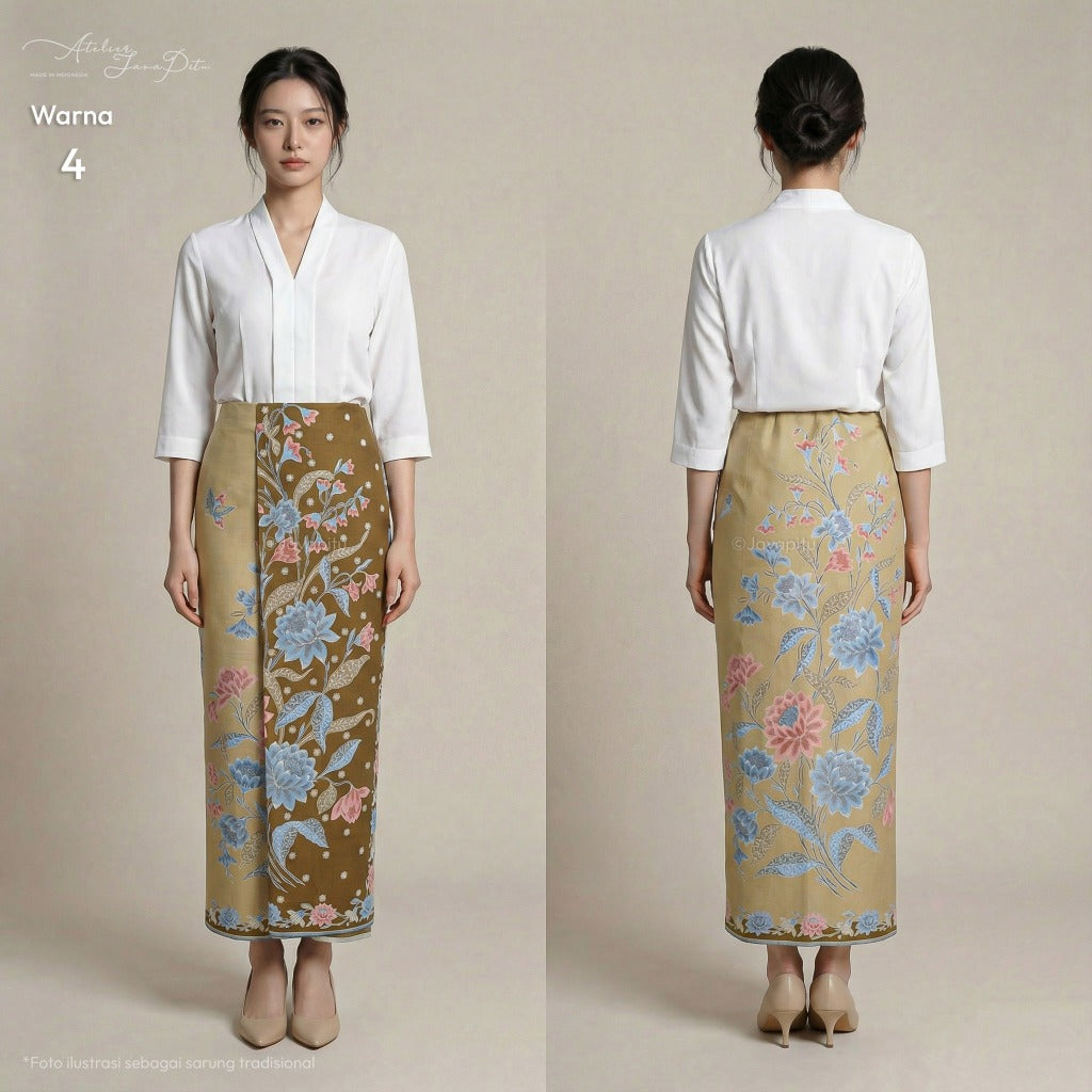 JavaPitu Rok Lilit Batik Katun Premium | Jatuh Rapi | Bunga Lotus | 2 Meter