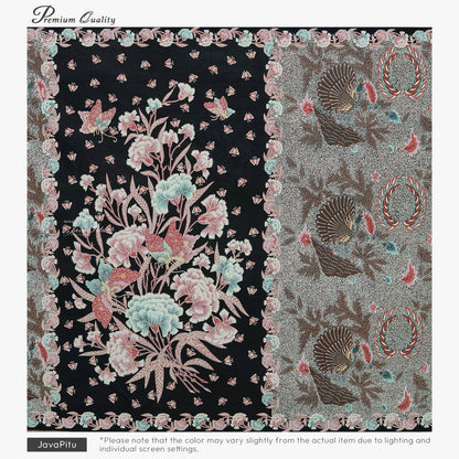 JavaPitu Kain Batik katun Premium Sawat Merak warna BlueGarden - Rok lilit, 2 meter- 6469
