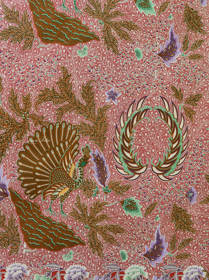 JavaPitu Kain Batik katun Premium Sawat Merak warna ClayRed - Rok lilit, 2 meter- 6469