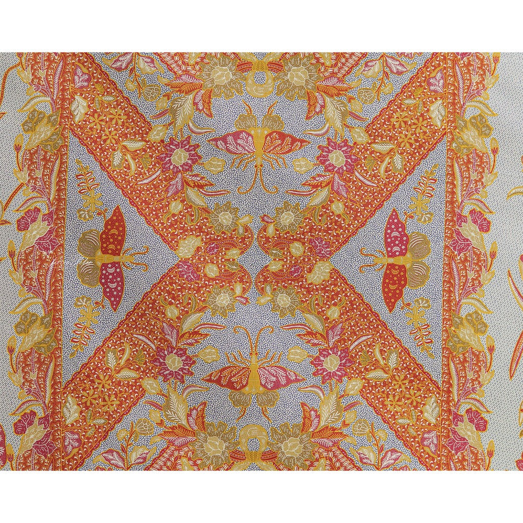 JavaPitu Rok Lilit - Kain Batik katun Premium bunga LotusGarden Merah, Halus 2 meter - 6463