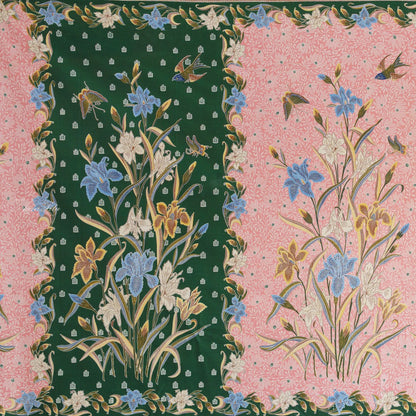 JavaPitu Rok Lilit - Kain Batik katun Premium Bunga Iris Flower Maroon Hijau, Halus 2 meter - 6475