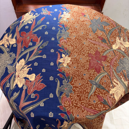 JavaPitu Rok Lilit - Kain Batik katun Premium Bunga Iris Flower Biru Navy coklat - 2 meter - 6475