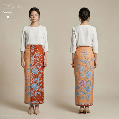 JavaPitu Rok Lilit Batik Katun Premium | Jatuh Rapi | Bunga Lotus | 2 Meter