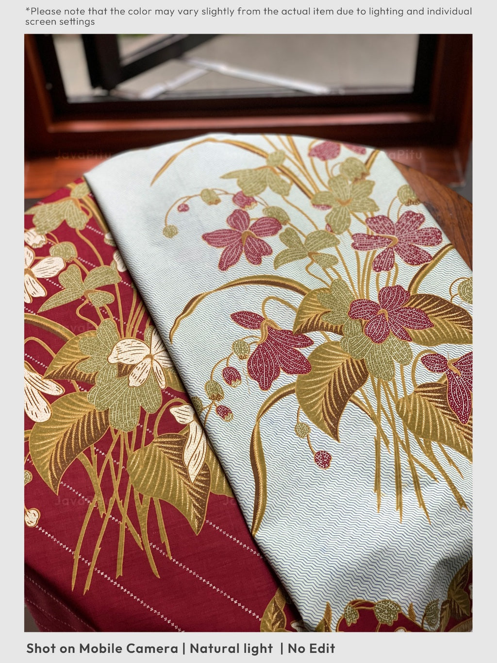 JavaPitu Kain Batik katun Premium Lily of the Valley warna MaroonCeladon - Rok lilit, 2 meter- 6468