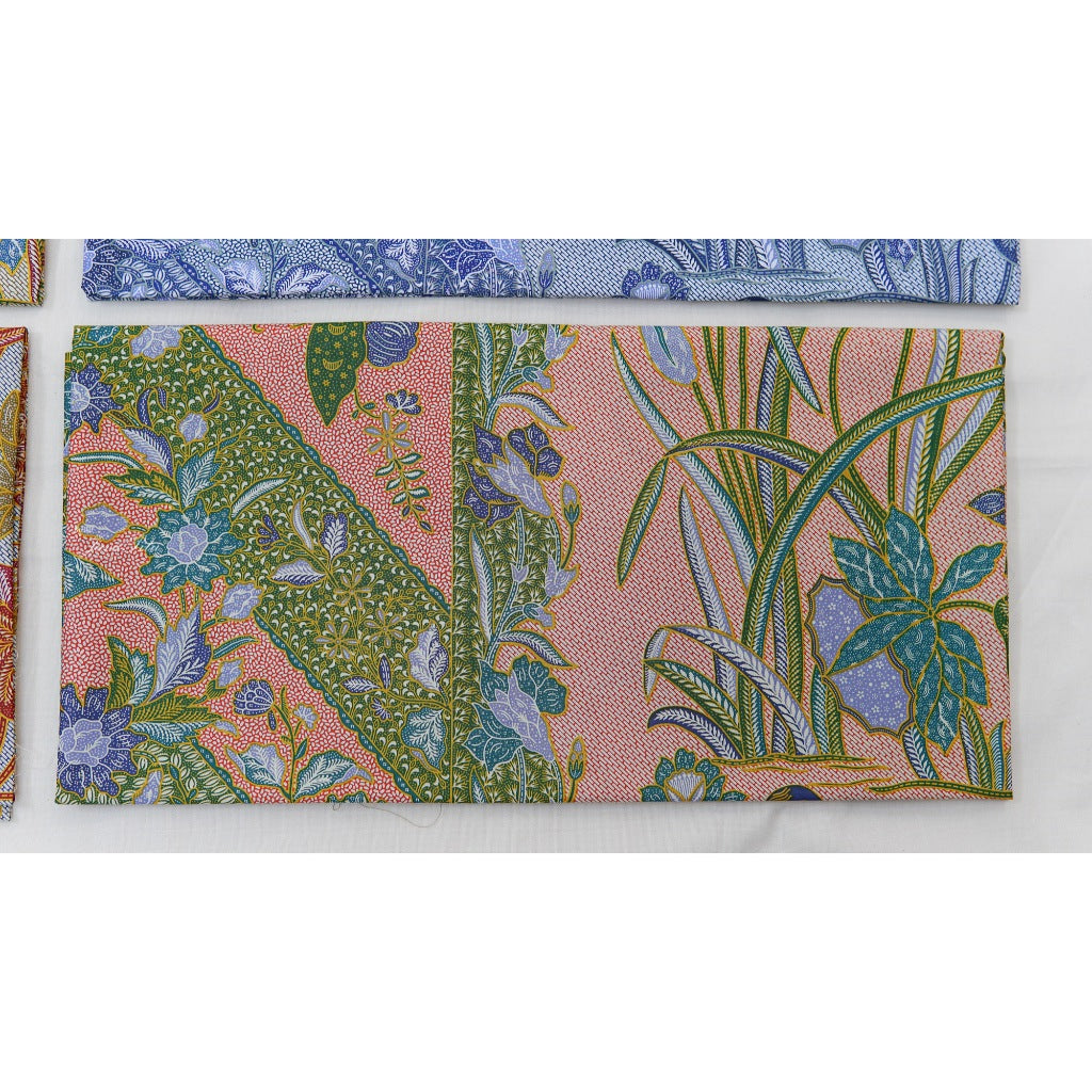 JavaPitu Rok Lilit - Kain Batik katun Premium bunga LotusGarden Hijau, Halus 2 meter - 6463