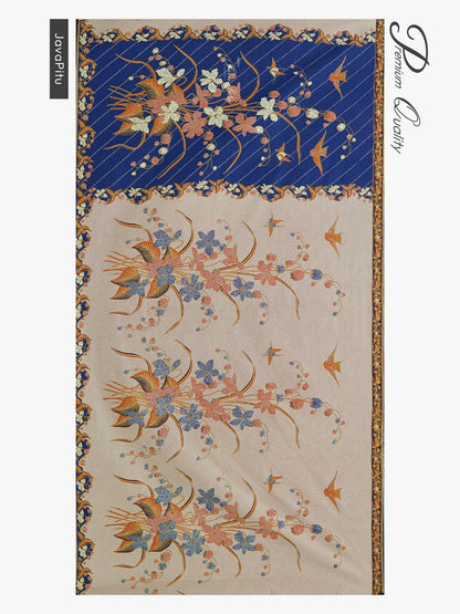 JavaPitu Kain Batik katun Premium Lily of the Valley warna BlueTerracotta - Rok lilit, 2 meter- 6468