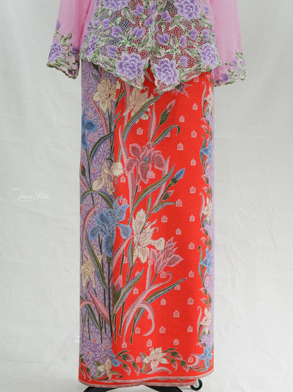 JavaPitu Kebaya Bordir halus Hand-made kerancang Bunga Magnolia Pink - Ukuran Jumbo - 6472