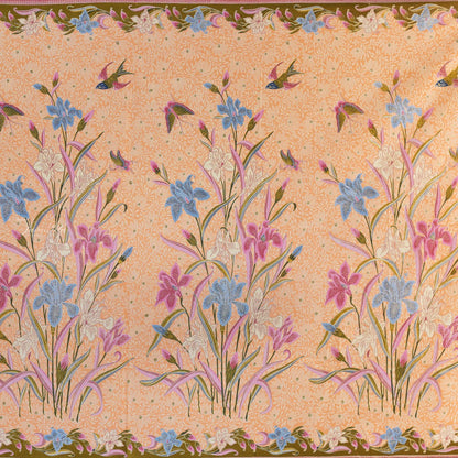 JavaPitu Rok Lilit - Kain Batik katun Premium Bunga Iris Flower Hijau Olive peach - 2 meter - 6475