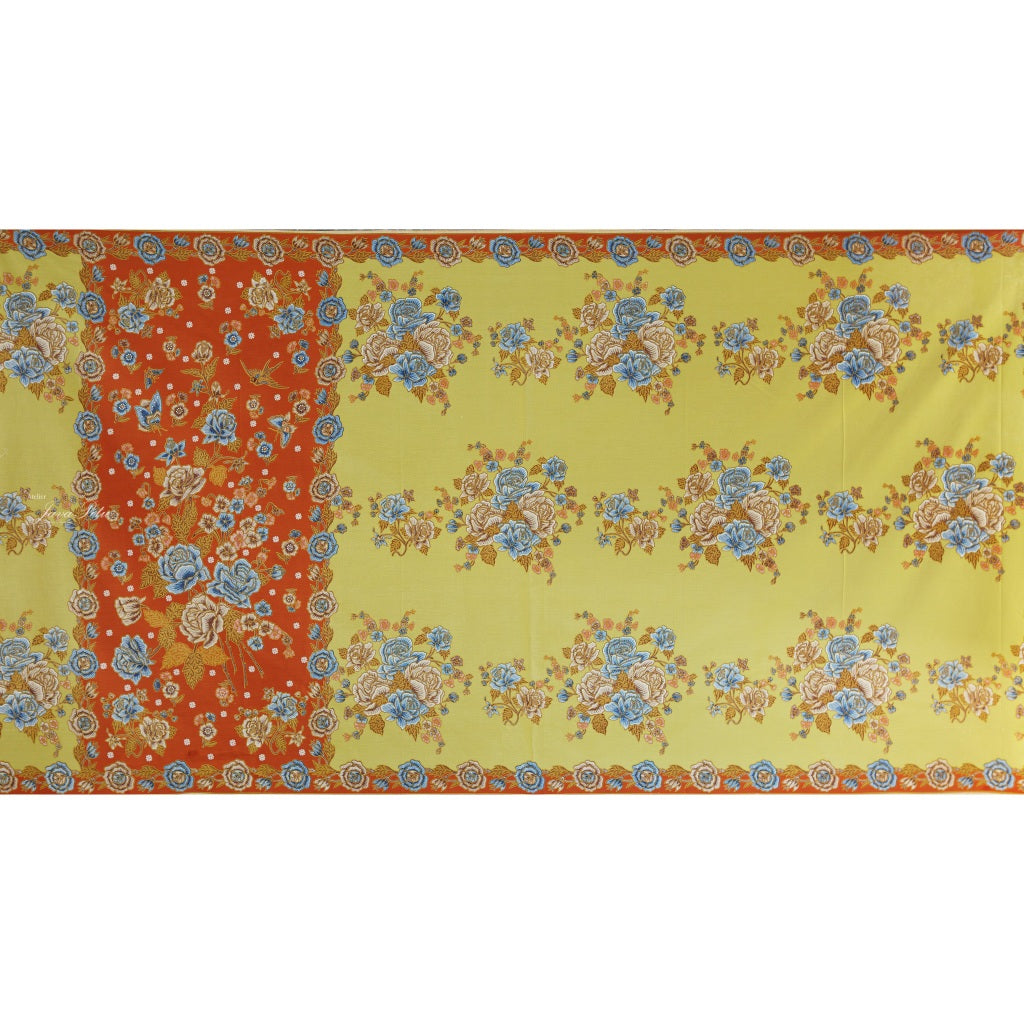 JavaPitu Rok Lilit Batik - Bahan katun Premium Taman laras Terracota Lime Yellow, Halus 2 meter-6476