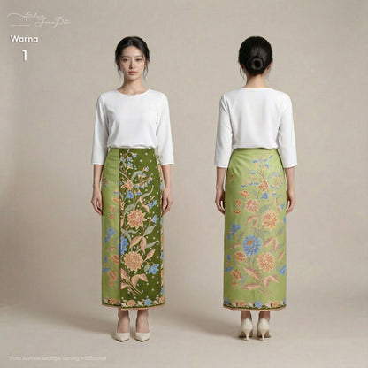 JavaPitu Rok Lilit Batik Katun Premium | Jatuh Rapi | Bunga Lotus | 2 Meter