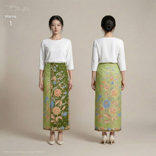 JavaPitu Rok Lilit Batik Katun Premium | Jatuh Rapi | Bunga Lotus | 2 Meter