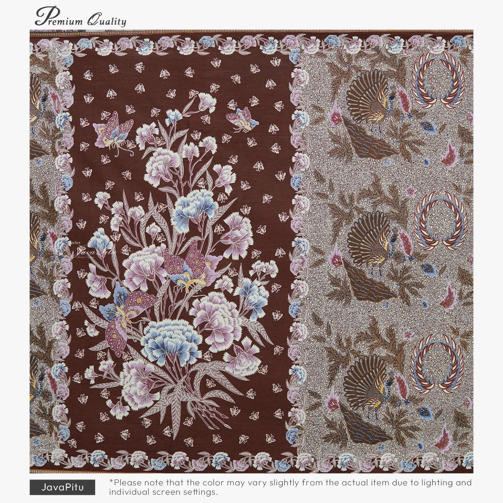 JavaPitu Kain Batik katun Premium Sawat Merak warna Coklat - Rok lilit, 2 meter- 6469
