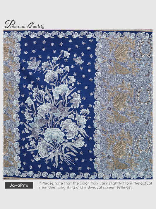 JavaPitu Kain Batik katun Premium Sawat Merak warna Frosted Blue - Rok lilit, 2 meter- 6469