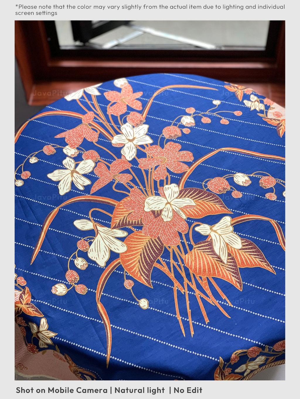 JavaPitu Kain Batik katun Premium Lily of the Valley warna BlueTerracotta - Rok lilit, 2 meter- 6468