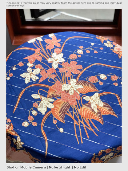 JavaPitu Kain Batik katun Premium Lily of the Valley warna BlueTerracotta - Rok lilit, 2 meter- 6468