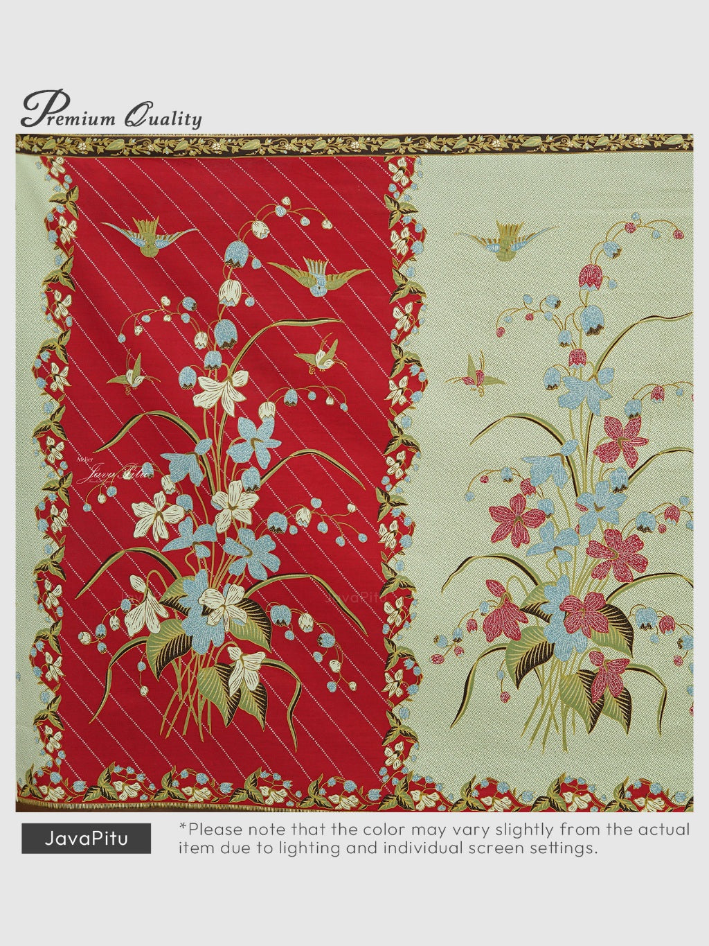 JavaPitu Kain Batik katun Premium Lily of the Valley warna ScarletShell - Rok lilit, 2 meter- 6468