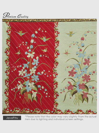 JavaPitu Kain Batik katun Premium Lily of the Valley warna ScarletShell - Rok lilit, 2 meter- 6468