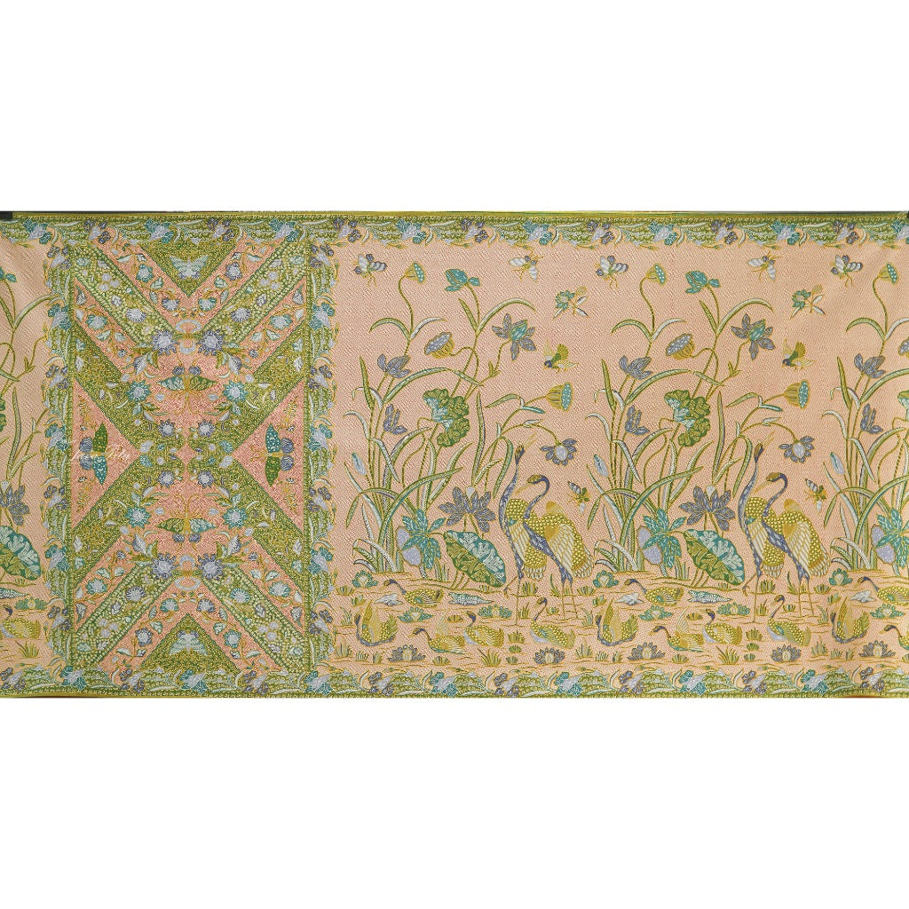 JavaPitu Rok Lilit - Kain Batik katun Premium bunga LotusGarden Hijau, Halus 2 meter - 6463