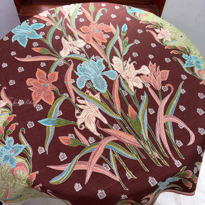 JavaPitu Rok Lilit - Kain Batik katun Premium Bunga Iris Flower Maroon Hijau, Halus 2 meter - 6475