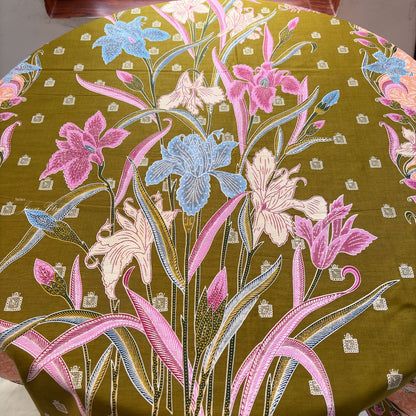 JavaPitu Rok Lilit - Kain Batik katun Premium Bunga Iris Flower Hijau Olive peach - 2 meter - 6475