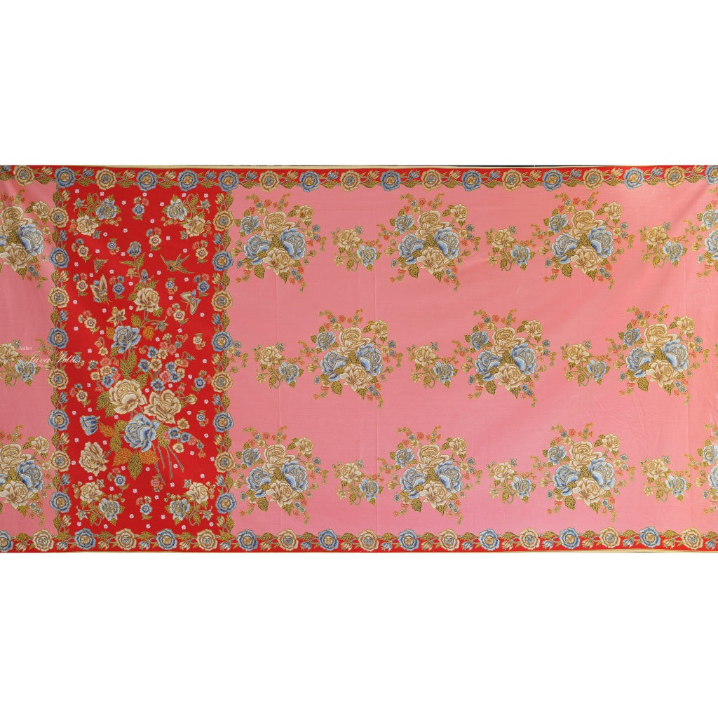 JavaPitu Rok Lilit Batik - Bahan katun Premium Taman laras Merah Pink, Halus 2 meter-6476