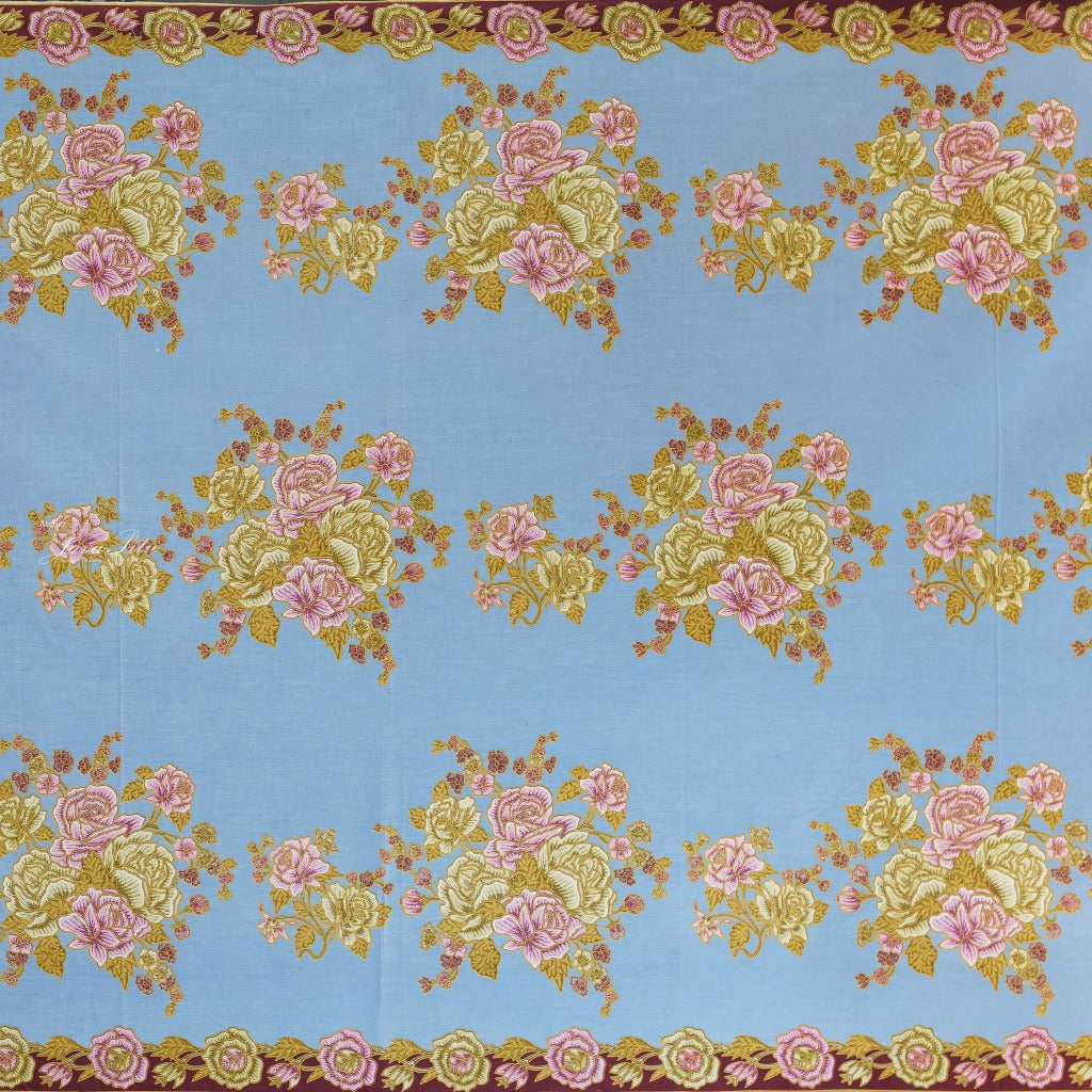 JavaPitu Rok Lilit Batik - Bahan katun Premium Taman laras Burgundy Biru, Halus 2 meter-6476