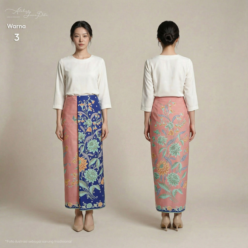 JavaPitu Rok Lilit Batik Katun Premium | Jatuh Rapi | Bunga Lotus | 2 Meter