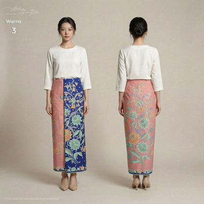 JavaPitu Rok Lilit Batik Katun Premium | Jatuh Rapi | Bunga Lotus | 2 Meter