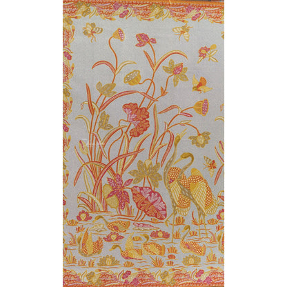 JavaPitu Rok Lilit - Kain Batik katun Premium bunga LotusGarden Merah, Halus 2 meter - 6463