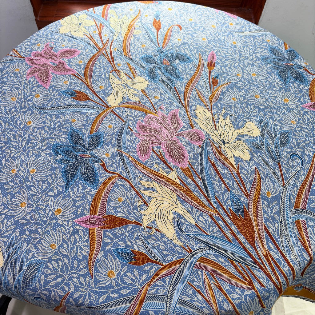 JavaPitu Rok Lilit - Kain Batik katun Premium Bunga Iris Flower kuning mustard Biru - 2 meter - 6475