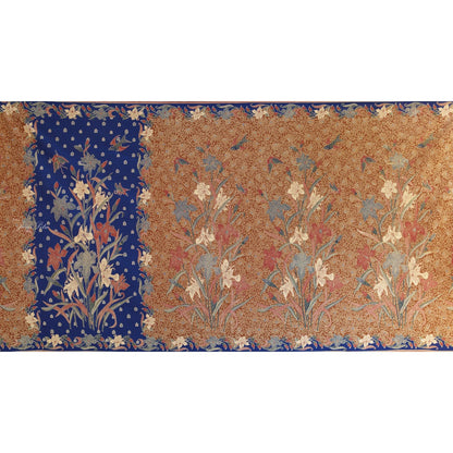 JavaPitu Rok Lilit - Kain Batik katun Premium Bunga Iris Flower Biru Navy coklat - 2 meter - 6475
