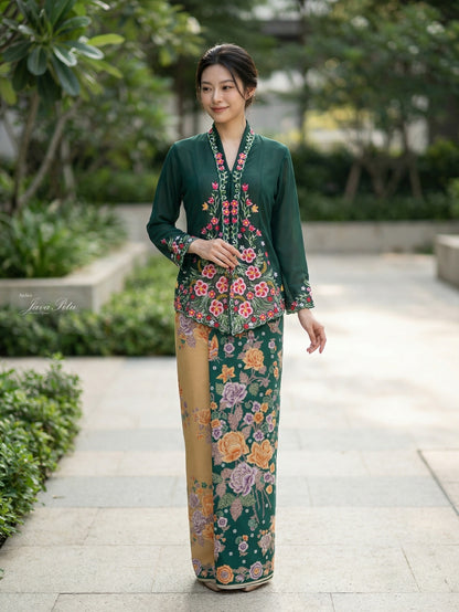 JavaPitu Kebaya Hibiscus Kerancang Bunga - Handmade Embroidery