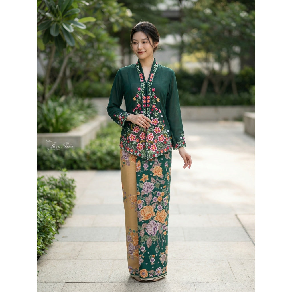 JavaPitu Kebaya Hibiscus Kerancang Bunga - Handmade Embroidery