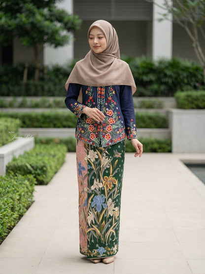 JavaPitu Kebaya Hibiscus Kerancang Bunga - Handmade Embroidery