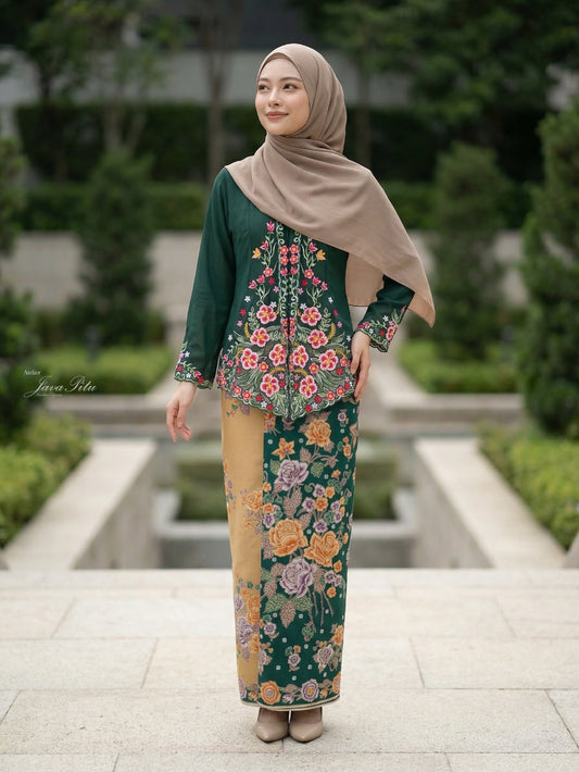 JavaPitu Kebaya Hibiscus Kerancang Bunga - Handmade Embroidery