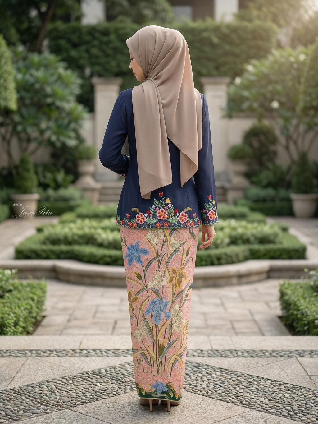 JavaPitu Kebaya Hibiscus Kerancang Bunga - Handmade Embroidery